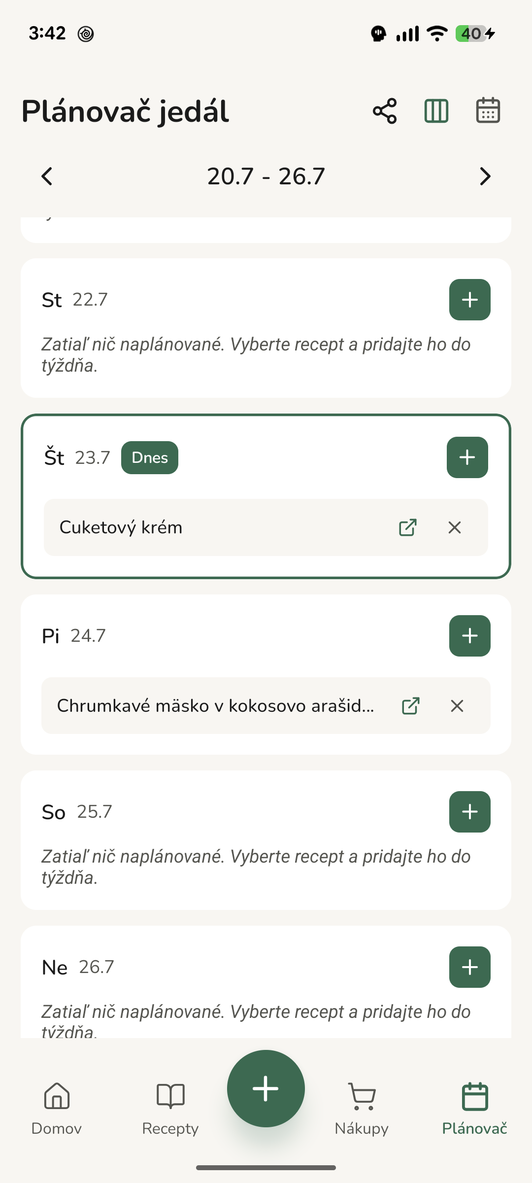 Týždeň naplánovaných jedál v kalendári Thymelistu