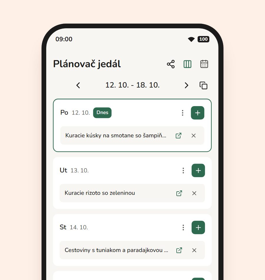 Týždeň naplánovaných jedál v kalendári Thymelistu